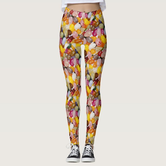 Cool colorful sweet Easter Jelly Beans Candy Leggings (Front)