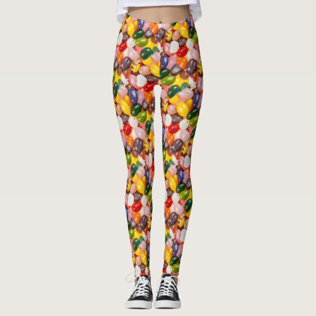 Cool colorful sweet Easter Jelly Beans Candy Leggings (Front)