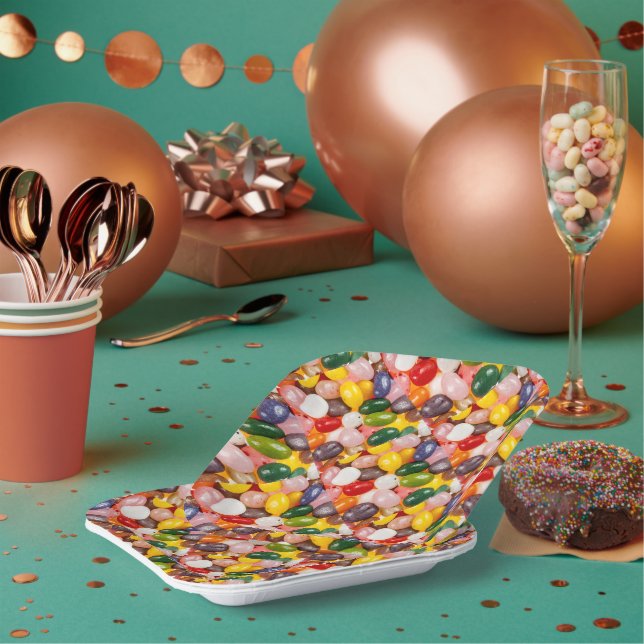 Cool colorful sweet Easter Jelly Beans Candy Paper Plates (Multi)