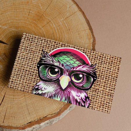 Cool  Colorful Tattoo Wise Owl With Funny Glasses