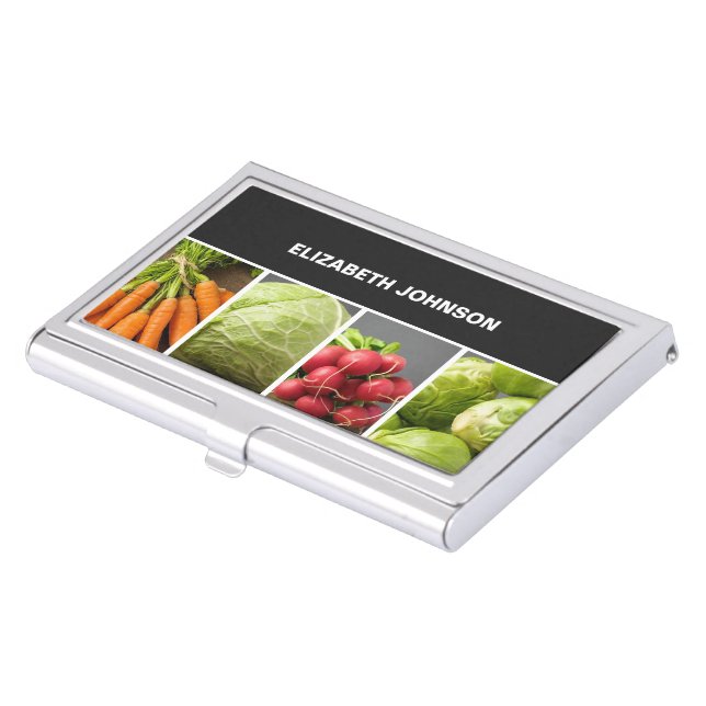 Cool Colorful Vegetables Nutritionist Chef Business Card Case (Front)