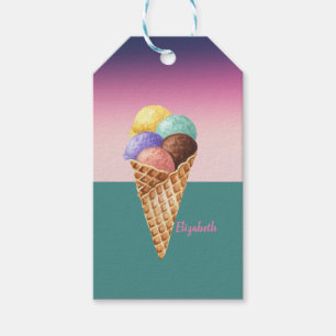 Cool Colorful Watercolor Ice cream Gift Tags