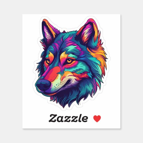 Cool Colorful Wolf Awesome Wild Animal  Sticker