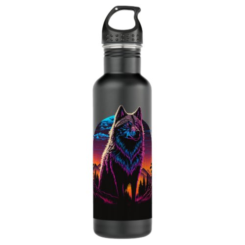 Cool Colorful Wolf Outfit Illustration Graphic Des Stainless Steel Water Bottle
