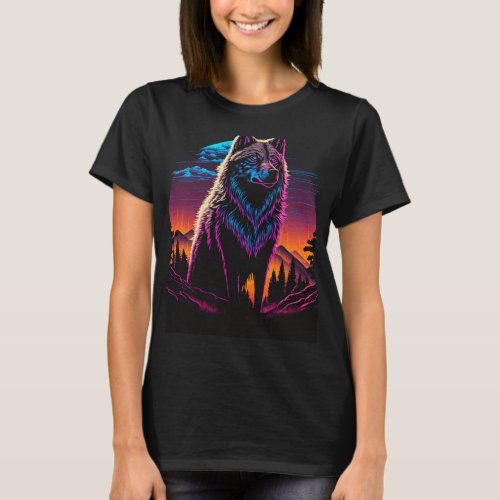 Cool Colorful Wolf Outfit Illustration Graphic Des T_Shirt