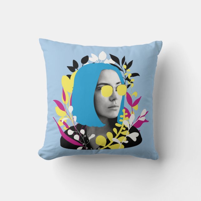 Cool Colorful Woman Throw Pillow (Front)