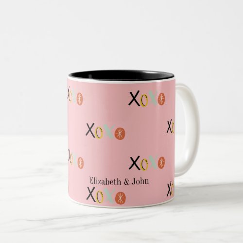 Cool Colorful XOXO Hearts Valentines Day   Two_Tone Coffee Mug