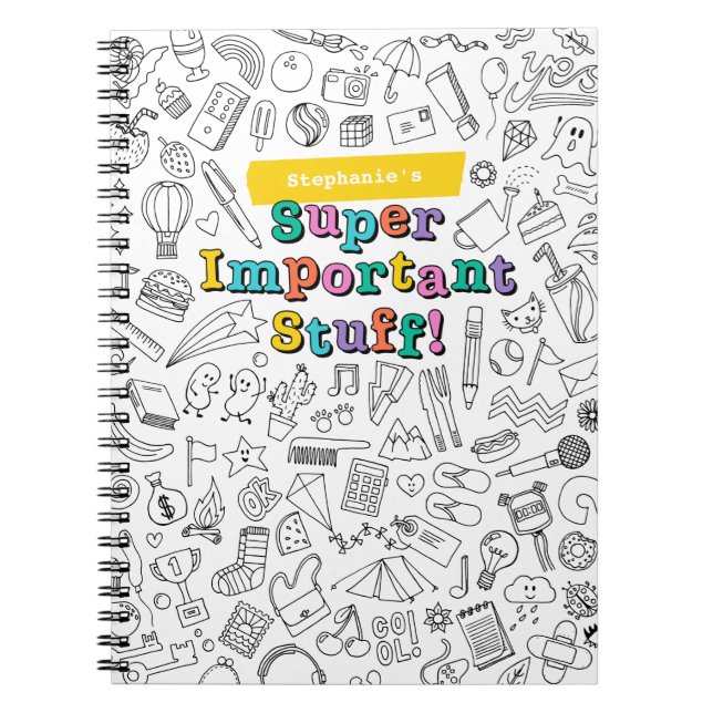 Cool Coloring personalized doodle notebook (Front)