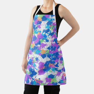 Cool Colors Abstract Splatter Paint, Blurple Apron