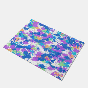 Cool Colors Abstract Splatter Paint, Blurple Doormat