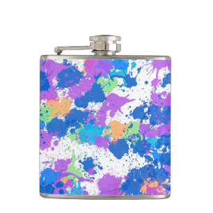 Cool Colors Abstract Splatter Paint, Blurple Flask