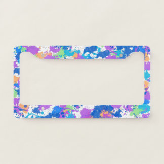 Cool Colors Abstract Splatter Paint, Blurple License Plate Frame
