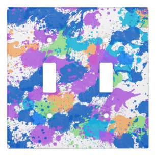 Cool Colors Abstract Splatter Paint, Blurple Light Switch Cover