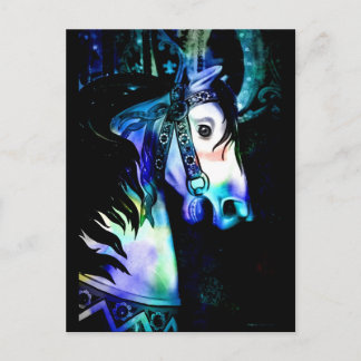 Cool Colors Carousel Horse Postcard