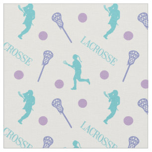 Cool Colors Female Lacrosse Player Pattern Fabric