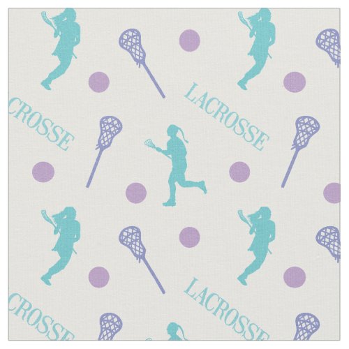 Cool Colors Female Lacrosse Player Pattern Fabric