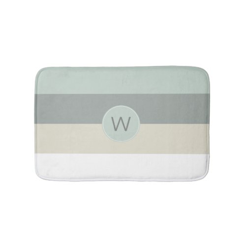 Cool Colors Minimalist Stripes with Monogram Bathroom Mat