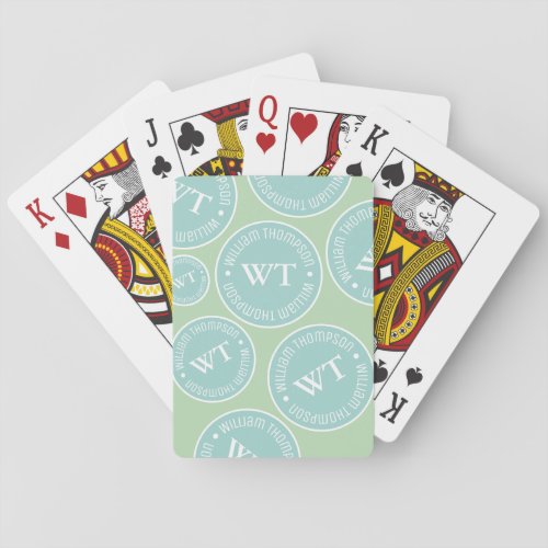 Cool Colors Name Repeated Circle Monogram Poker Cards