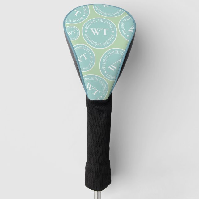 Cool Colors Name Repeated Monogram Pattern Golf Head Cover (Front)