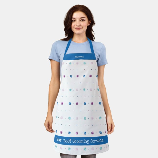Cool Colors Paw Print Animal Worker Apron (Worn)