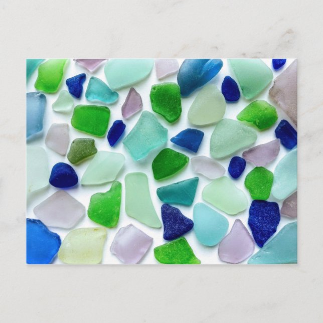 Cool Colors Sea Glass Postcard (Front)