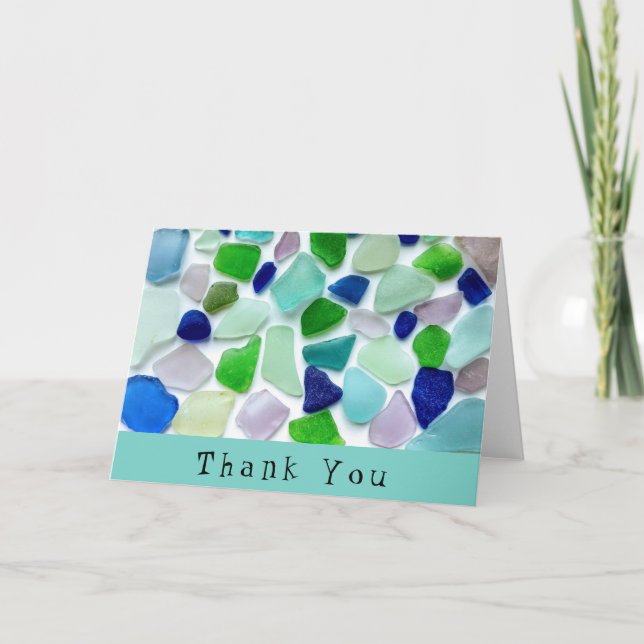 Cool Colors Sea Glass Thank You Card (Front)