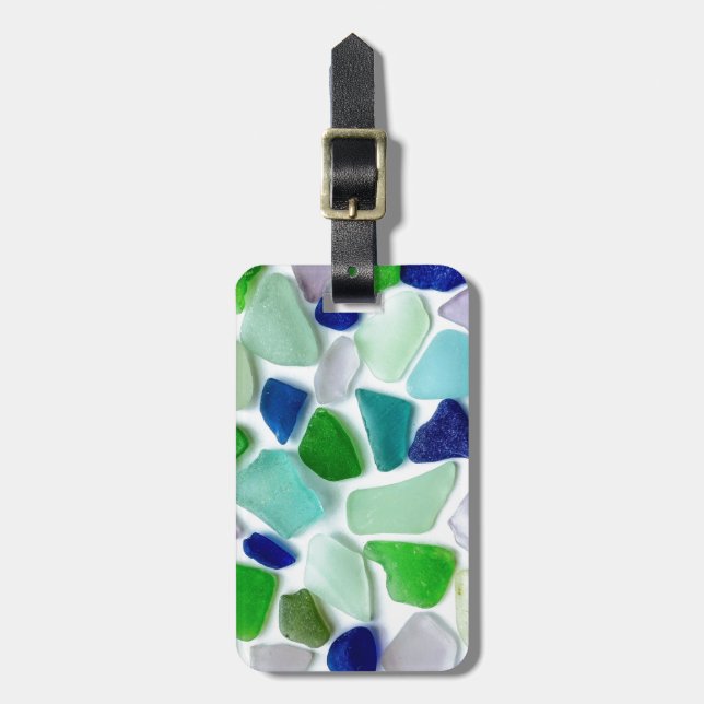 Cool Colors Sea Glass Travel Luggage Tag (Front Vertical)
