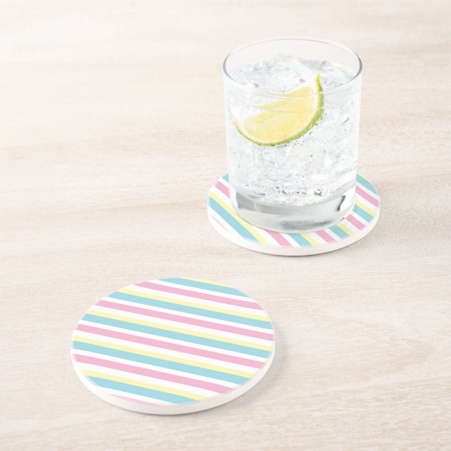 Cool Colors Stripes Pattern  Coaster (Side)