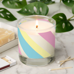 Cool Colors Stripes Pattern Scented Candle