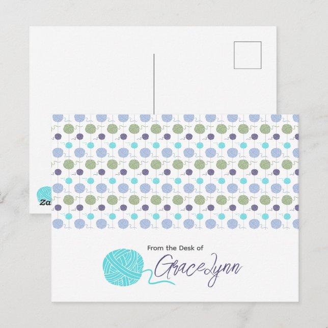 Cool Colors Yarn Ball String Postcard (Front/Back)
