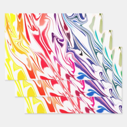 Cool Colour Pop Bright Marbled Multicolor Wrapping Paper Sheets