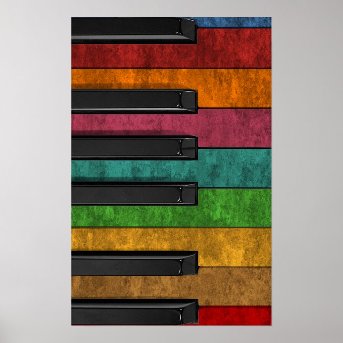 Cool colourful antique grunge effect piano poster