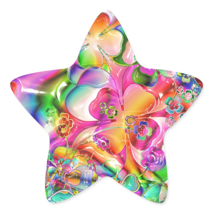 cool colourful bright flowers hearts background star stickers