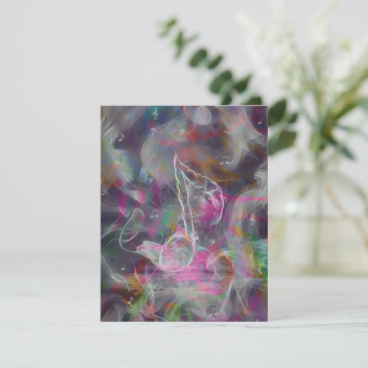 Cool colourful glow smoke effects white music note (Standing Front)