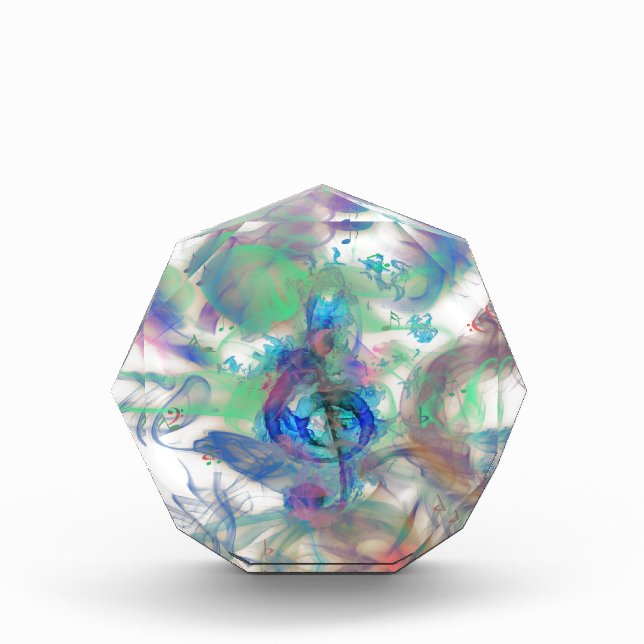Cool colourful music notes smoke effects image acrylic award (Front)