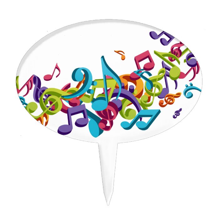 cool colourful music notes & sounds art image cake picks