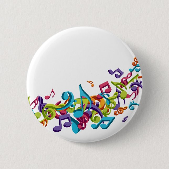 cool colourful music notes & sounds pinback button (Front)
