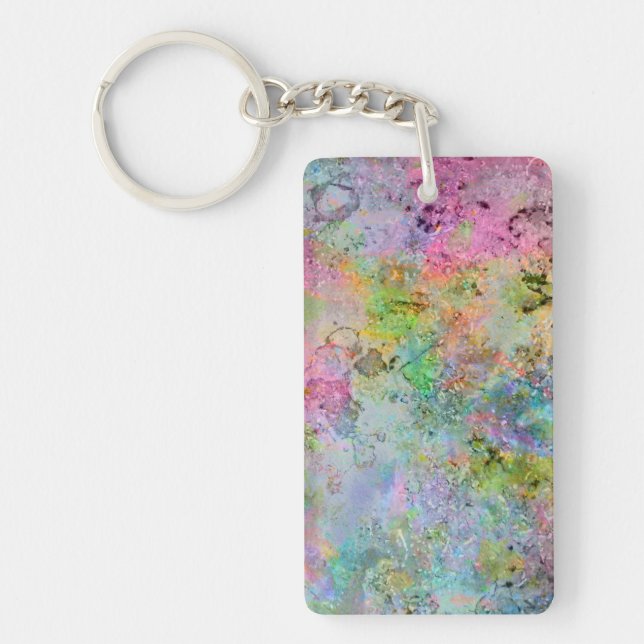 Cool colourful neon colours abstract marble image keychain (Front)