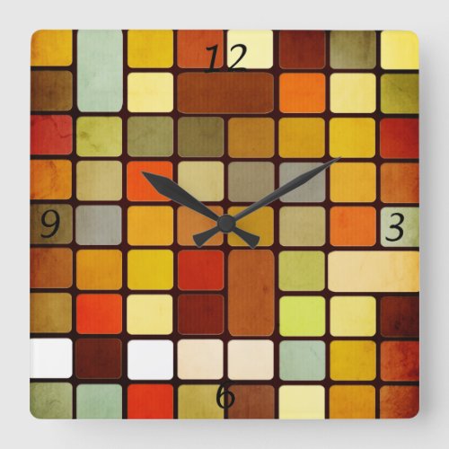 Cool colourful squares and rectangles round corner square wall clock