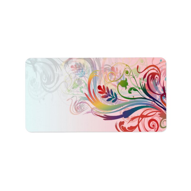 Cool colourful summer colours swirls flowers label (Front)