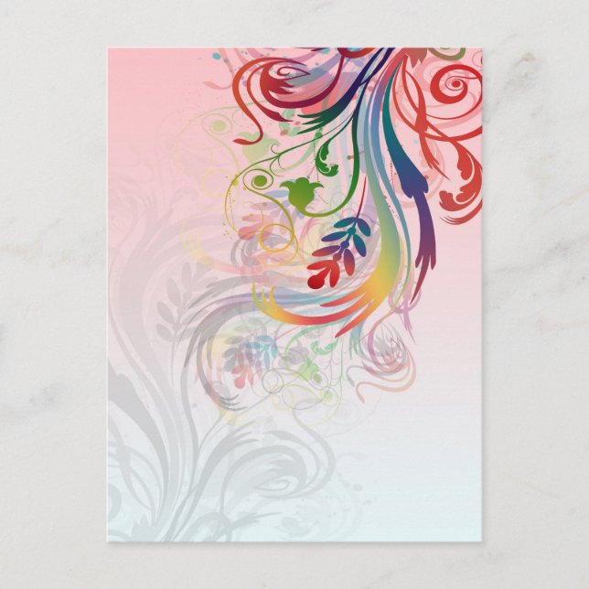 Cool colourful summer colours swirls flowers postcard (Front)