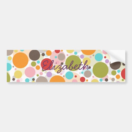 Cool colourful trendy girly bubbles polka dots bumper sticker