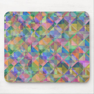 Cool colourful  triangles squares shapes overlaid mouse pad