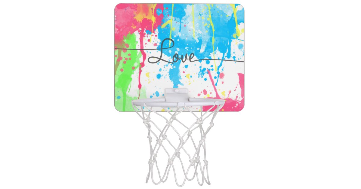 Cool Colourful Vibrant Watercolours Love Word Mini Basketball Hoop Zazzle Com