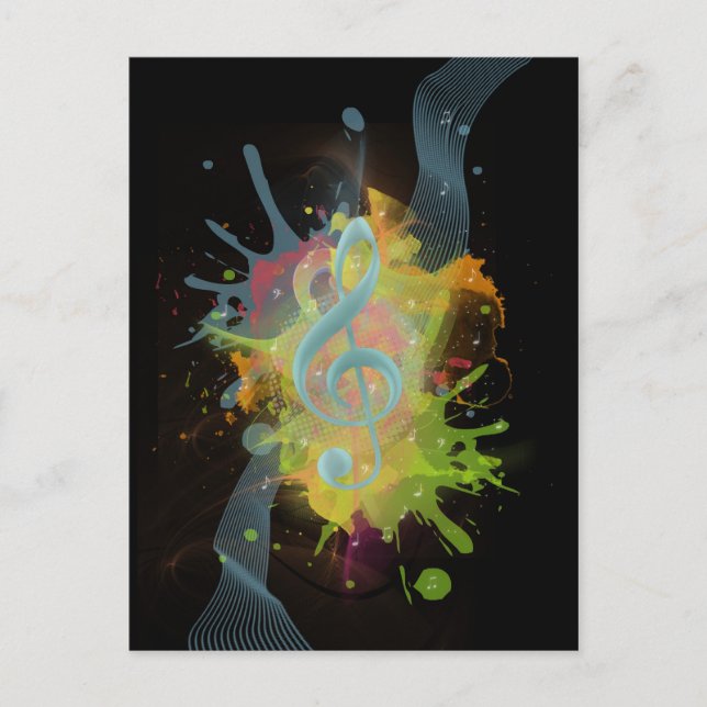 Cool colourful watercolour splatters music notes (Front)