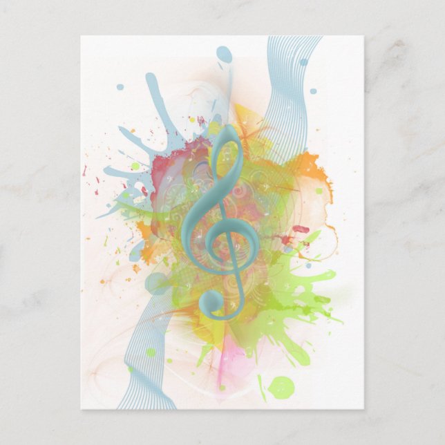 Cool colourful watercolour splatters music notes (Front)