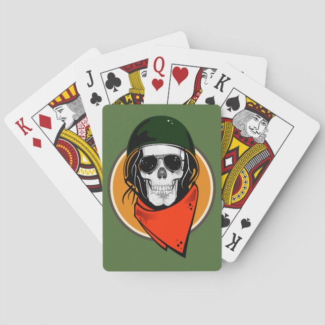 Cool Combat Skull Poker Cards (Back)