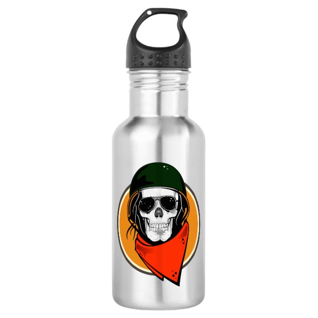 Cool Combat Skull Water Bottle (Front)