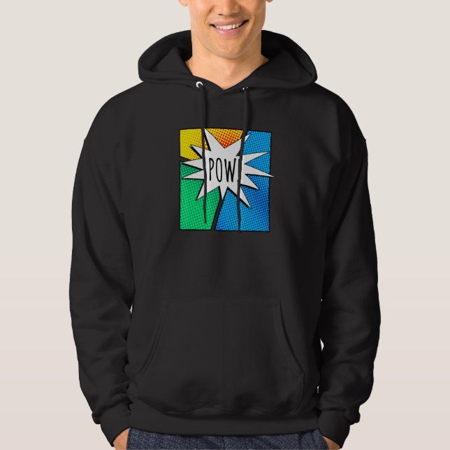 Cool Comic Book Colorful Pow Short Sleeve Hoodie (Front)