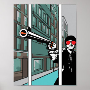 Cool Comic book pop art style optical illusion 3d Poster